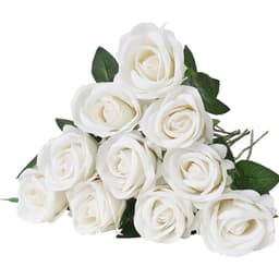image-VEVOR Artificial Flowers, 120 pcs Real Looking White Foam Fake Roses Bulk, White Faux Bridal Shower with Stems for DIY Wedding Bouquets, Home Centerpieces Arrangements, Party Tables Decorations