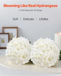 image-VEVOR Artificial Flowers, 205 pcs Real Looking White Silk Fake Hydrangea Bulk, White Faux Bridal Shower with Stems for DIY Wedding Bouquets, Home Centerpieces Arrangements, Party Tables Decorations