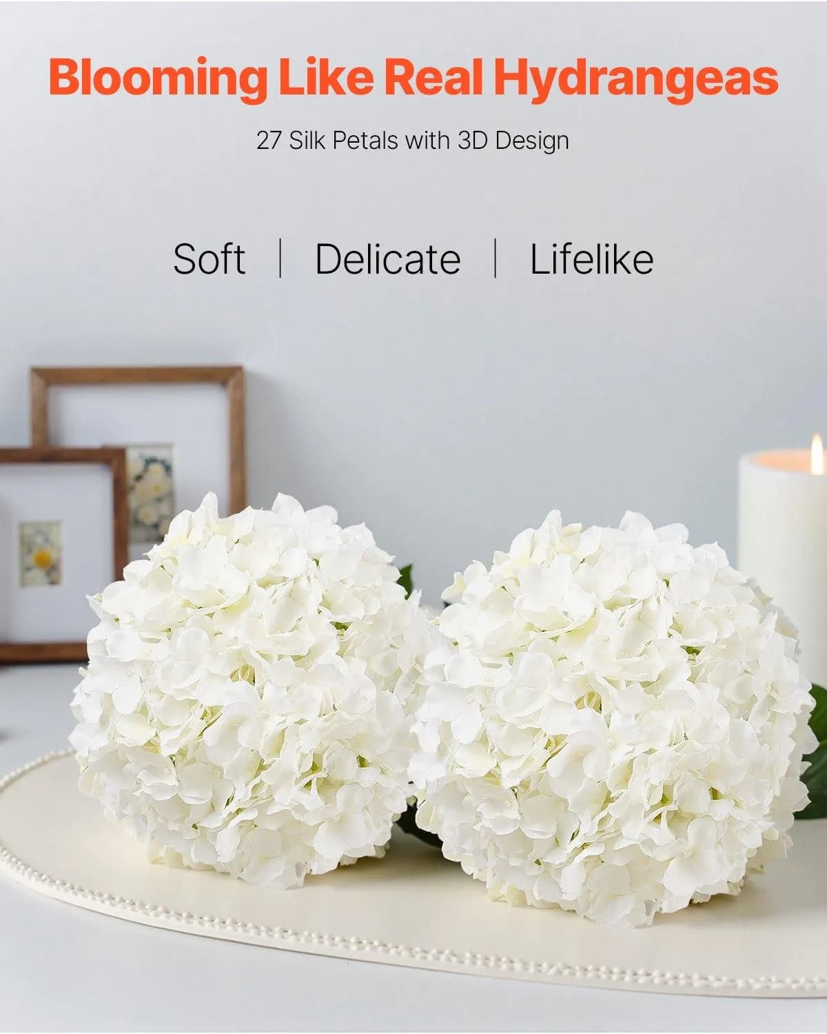 image-VEVOR Artificial Flowers, 205 pcs Real Looking White Silk Fake Hydrangea Bulk, White Faux Bridal Shower with Stems for DIY Wedding Bouquets, Home Centerpieces Arrangements, Party Tables Decorations