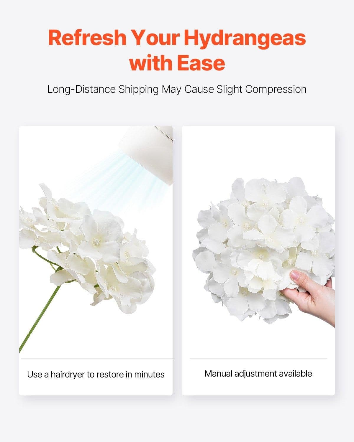 image-VEVOR Artificial Flowers, 205 pcs Real Looking White Silk Fake Hydrangea Bulk, White Faux Bridal Shower with Stems for DIY Wedding Bouquets, Home Centerpieces Arrangements, Party Tables Decorations