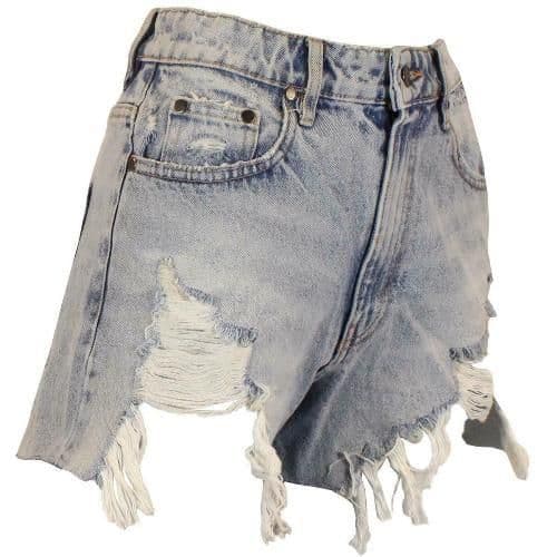 image-Women's Light Wash ripped Denim Shorts Hot Pants
