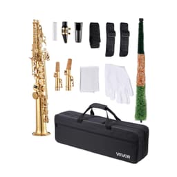 image-VEVOR Straight Soprano Saxophone B Flat Brass Beginner Kit - Gold