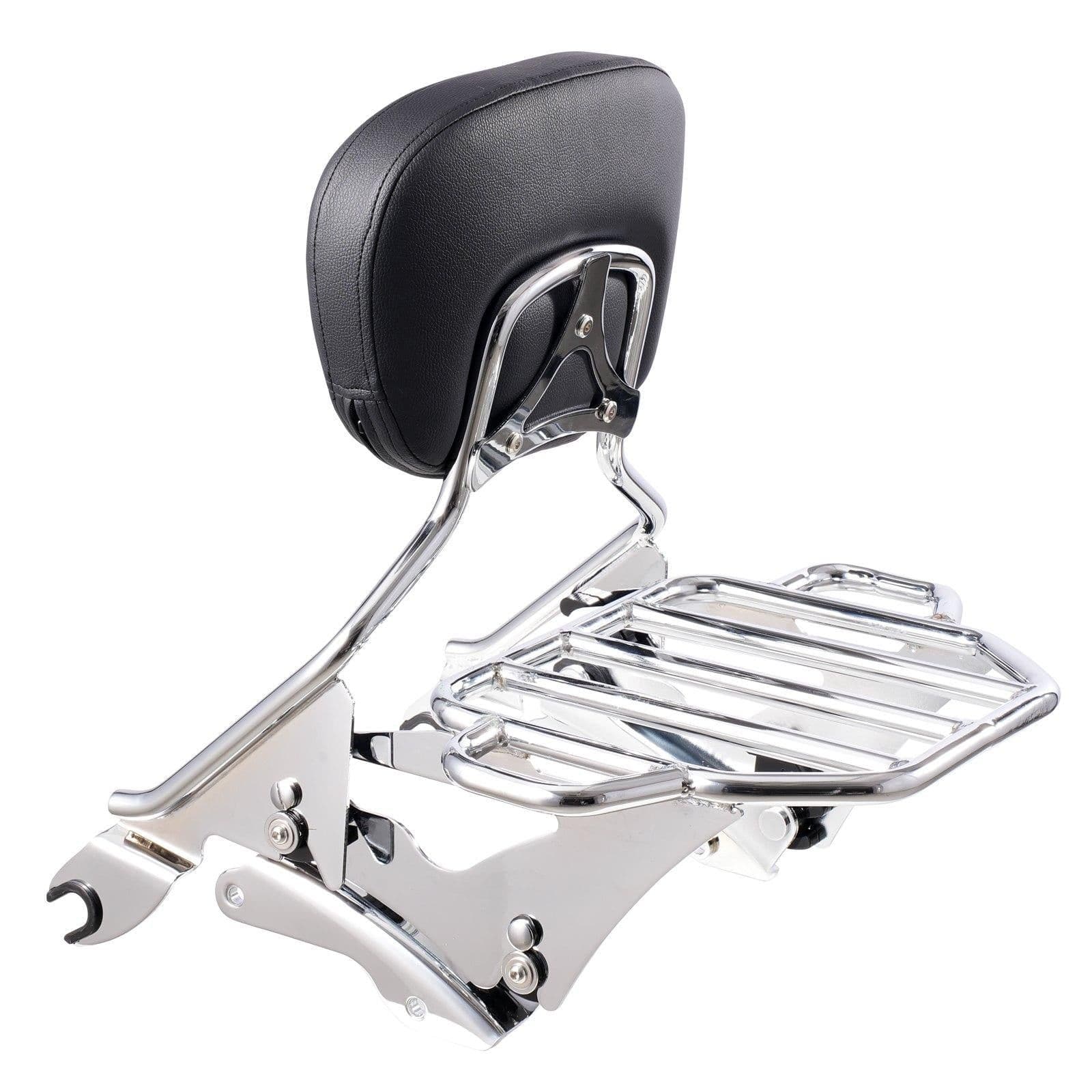 image-Motorcycle Backrest Sissy Bar with Luggage Rack, Compatible with Harley-Davidson Touring Models, Street Glide, Road Glide, and Road King, Detachable Passenger Backrest for Motorcycles