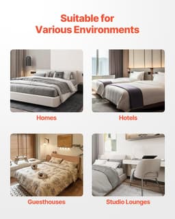 image-VEVOR Box Spring, Queen Size Bed Frame with Washable Fabric Cloth, Heavy Duty Metal Frame for Queen Bed, 9 in Mattress Foundation, 3500 lbs Max Weight Capacity, Easy Assembly, 79.1L x 59.6W x 9.1H in