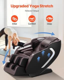 image-VEVOR Massage Chair, 4D Full Body Zero Gravity Recliner with SL Track, Yoga Stretch, AI Voice Control, Heat, Foot Roller, Retractable Pedal, 36 Airbags, LCD, Armrest Controls, Rolling Base