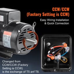 image-VEVOR 7.5HP Air Compressor Motor, 230V 31.6 Amps Electric Motor, 3450RPM 184T Frame, 1-1/8" Keyed Shaft, 2.75" Shaft Length for Air Compressors, Single Phase, CCW/CCW (Factory Setting is CCW)