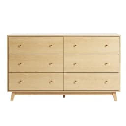 image-VEVOR 6 Drawer Dresser, Wooden Chest of Drawers with Sliding with Anti-tip Device, Modern Minimalist Dresser Chest, Closet Storage Organizer for Living Room, Hallway, Bedroom, Entryway, Light Wood