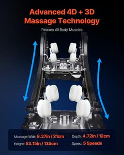 image-VEVOR Dual-Core 4D+3D Full Body Massage Chair, with Extended SL Track, Deep Yoga Stretch, Electric Extendable Footrest, TFT, AI Voice Control, Heat, Airbags, Armrest Controls, Wheels