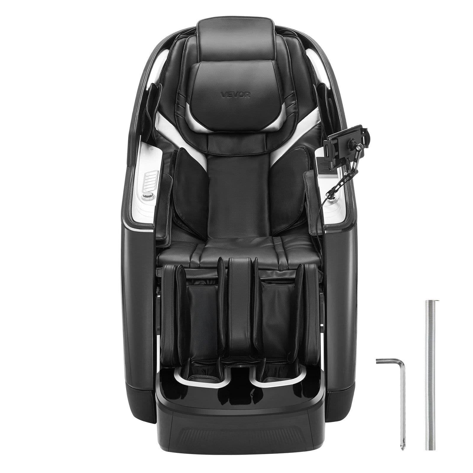 image-VEVOR Dual-Core 4D+3D Full Body Massage Chair, with Extended SL Track, Deep Yoga Stretch, Electric Extendable Footrest, TFT, AI Voice Control, Heat, Airbags, Armrest Controls, Wheels