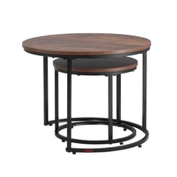 image-VEVOR Nesting Coffee Table Set of 2, 23.6 in Round Coffee Table, Nesting Tables for Small Place, End Side Tables Night Stand with Metal Frame, for Living Room, Bedroom, Office (Vintage Brown & Black)