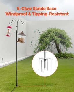image-VEVOR Double Shepherds Hooks for Outdoor, 8 Pack 108 Inch Heavy Duty Bird Feeder Pole, 3/4 Inch Thick Garden Hooks for Hanging Hummingbird Feeder, Plant Baskets, Solar Light Lanterns,Wind Chimes