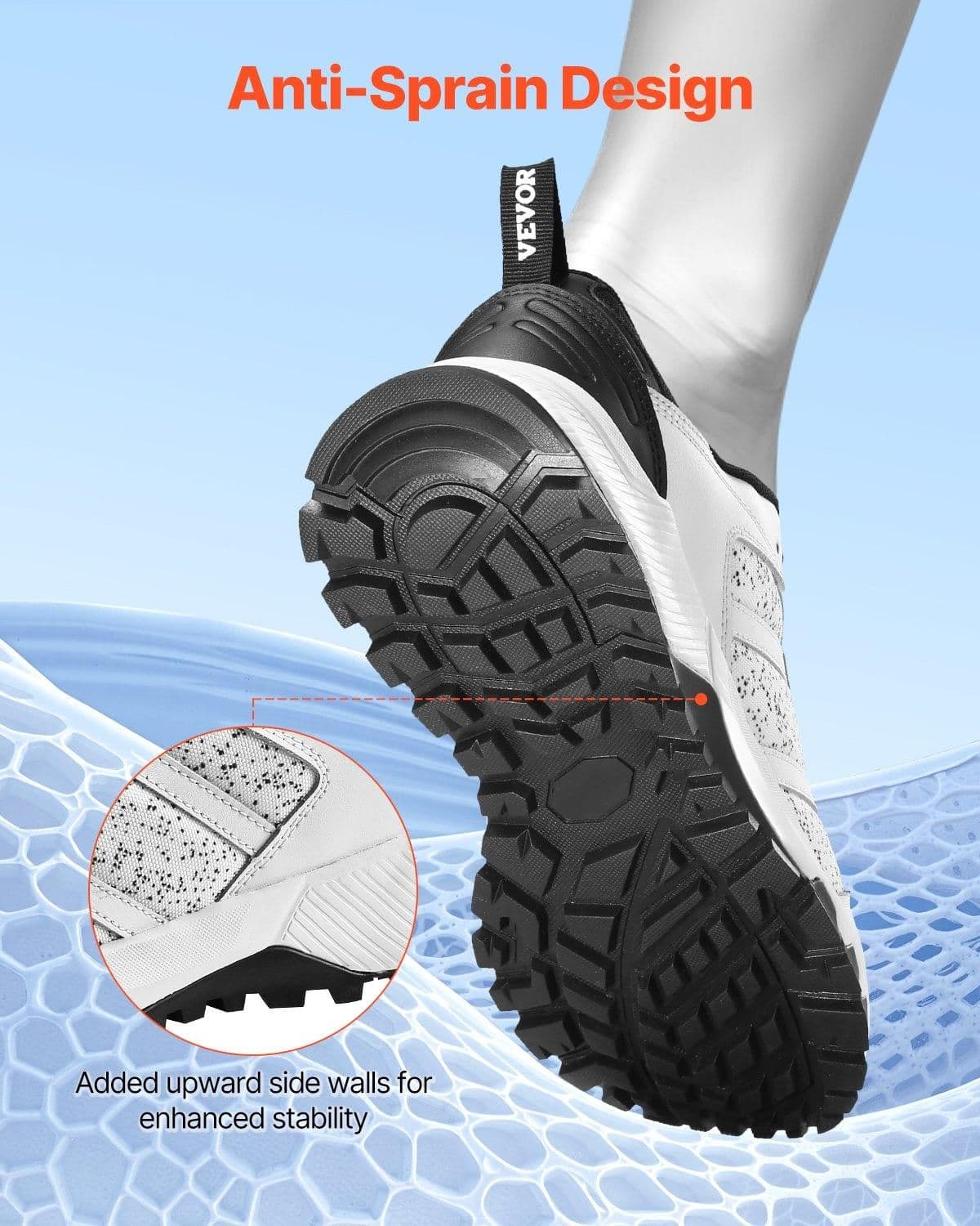 image-VEVOR Cross Training Shoes, M Width Sneakers US Size 12, Wide Toe Box Shoes with Arch Support & Adjustable Lace-up, Training Shoes for Running, Gymnastics, Dog Walking, and Weightlifting (White)