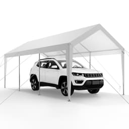 image-VEVOR Carport, 10 x 20 FT Outdoor Car Canopy, Potable Carport, Heavy Duty Galvanized Car Shelter, UV-Resistant & Water-Resistant, All-Season Protection, Storage Shed for Boat Motorcycle White