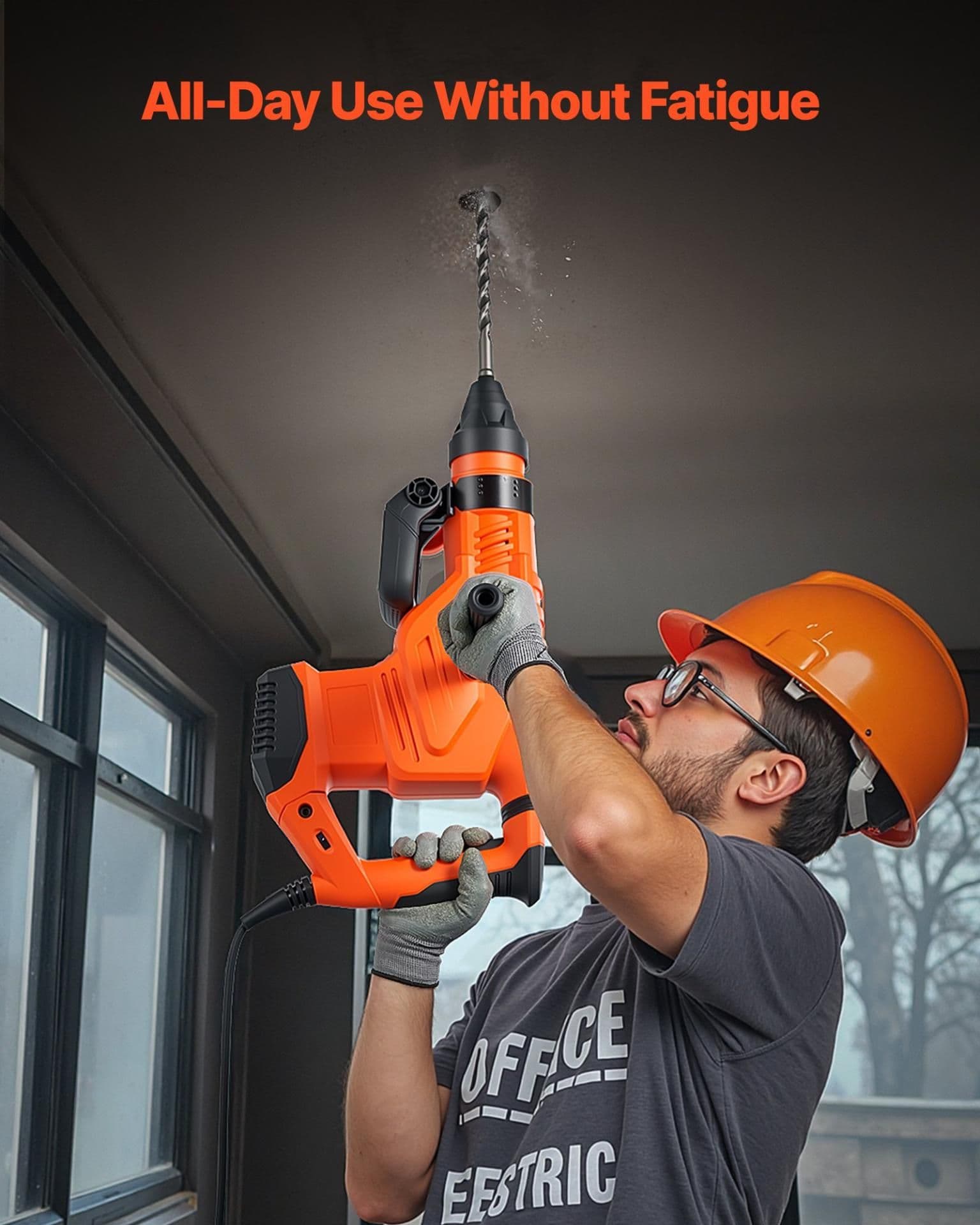 image-VEVOR Corded Hammer Drill, 1600W 175-350RPM Electric Demolition Drills, 2-Inch SDS-Max Rotary Hammer Driver, 3 Functions Chipping Power Tool Kit for Concrete, Drilling Wood Plastic