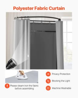 image-VEVOR Fitting Room, Dressing Room with Thick Polyester Curtains, Privacy Space with Shading Curtain and a Hook, for Boutique, Mall, Tailor's Store & Outdoor 39 x 37 x 79 in (Black and Gray-White)