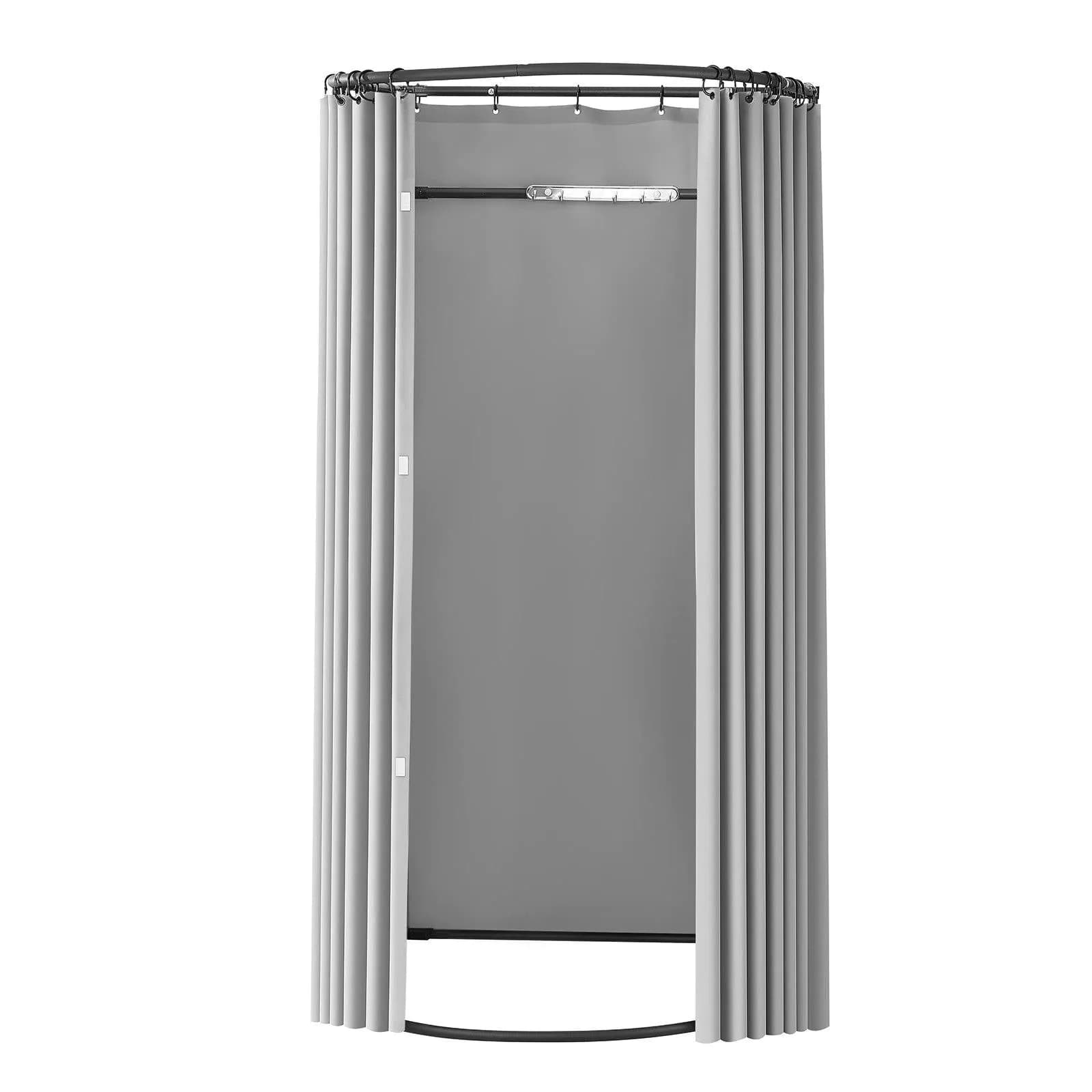 image-VEVOR Fitting Room, Dressing Room with Thick Polyester Curtains, Privacy Space with Shading Curtain and a Hook, for Boutique, Mall, Tailor's Store & Outdoor 39 x 37 x 79 in (Black and Gray-White)