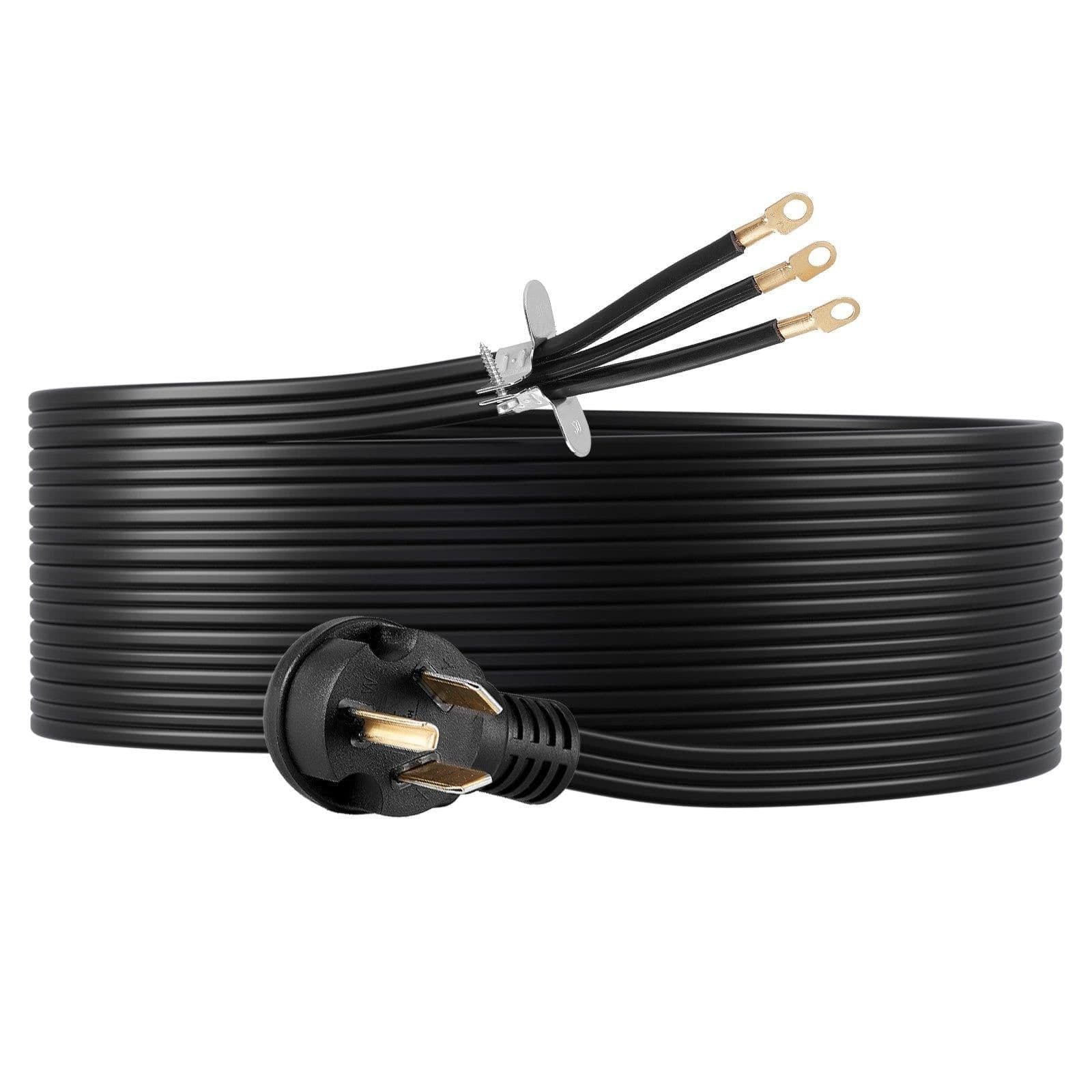 image-VEVOR 10 ft Dryer Power Cord, 3-Prong NEMA 10-30P Appliance Dryer Cord with Eyelet Connectors, 125V/250V, SDRT 10AWG/3C, 30A, Pure Copper Wire Cable with PVC Cable Tie, Ideal for Indoor & Outdoor Use