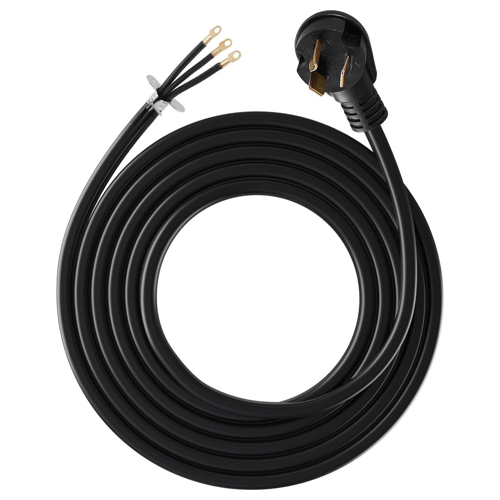 image-VEVOR 10 ft Dryer Power Cord, 3-Prong NEMA 10-30P Appliance Dryer Cord with Eyelet Connectors, 125V/250V, SDRT 10AWG/3C, 30A, Pure Copper Wire Cable with PVC Cable Tie, Ideal for Indoor & Outdoor Use