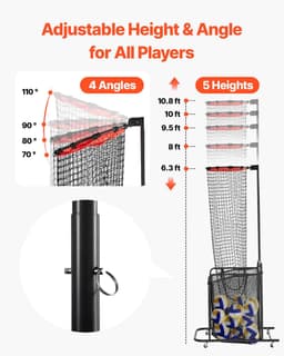 image-VEVOR Volleyball Setter Training Equipment, Angle and Height Adjustable Volleyball Trainer, Portable Practice Net with Cart, Wheels, Carrying Bag, Indoor Outdoor Target Net for Serving Spiking Setting