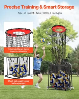image-VEVOR Volleyball Setter Training Equipment, Angle and Height Adjustable Volleyball Trainer, Portable Practice Net with Cart, Wheels, Carrying Bag, Indoor Outdoor Target Net for Serving Spiking Setting