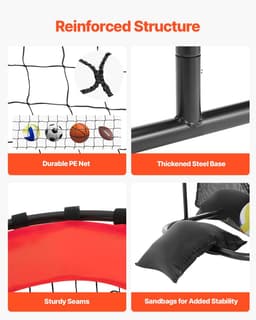image-VEVOR Volleyball Setter Training Equipment, Angle and Height Adjustable Volleyball Trainer, Portable Practice Net with Cart, Wheels, Carrying Bag, Indoor Outdoor Target Net for Serving Spiking Setting