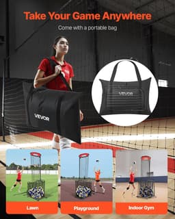 image-VEVOR Volleyball Setter Training Equipment, Angle and Height Adjustable Volleyball Trainer, Portable Practice Net with Cart, Wheels, Carrying Bag, Indoor Outdoor Target Net for Serving Spiking Setting
