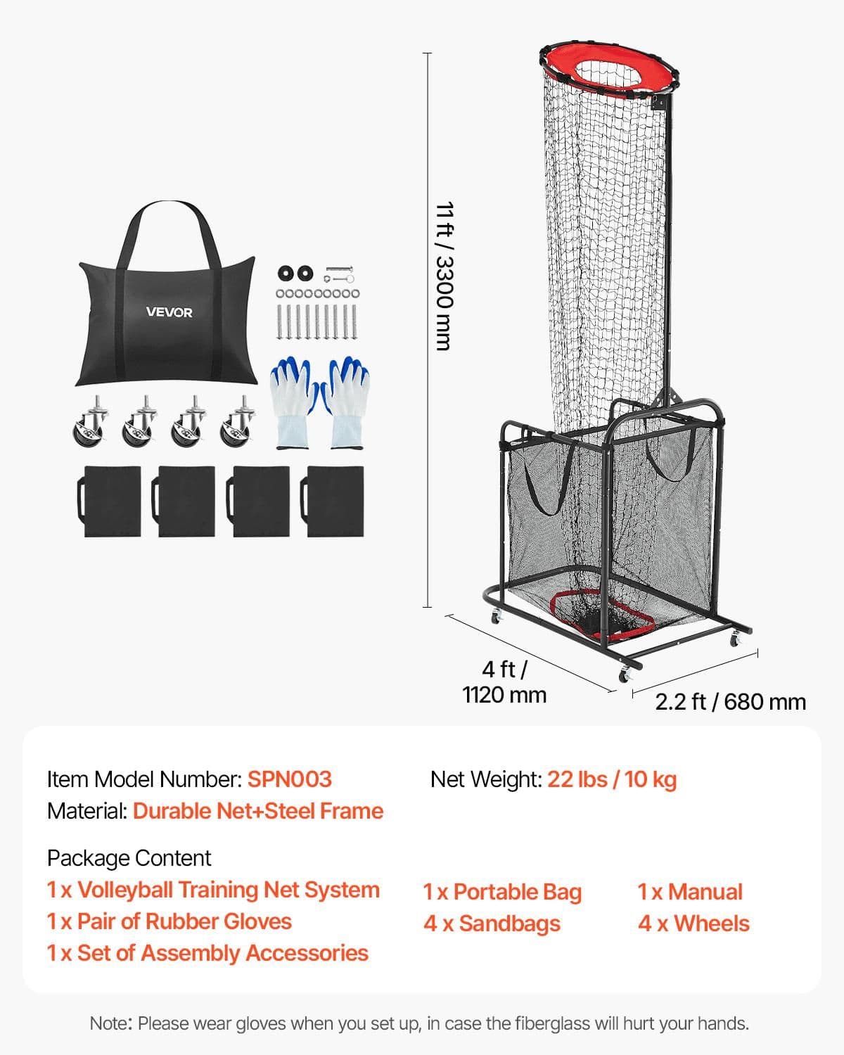 image-VEVOR Volleyball Setter Training Equipment, Angle and Height Adjustable Volleyball Trainer, Portable Practice Net with Cart, Wheels, Carrying Bag, Indoor Outdoor Target Net for Serving Spiking Setting