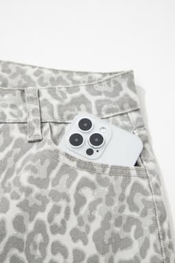 image-Sky Blue Leopard Frayed Wide Leg Jeans