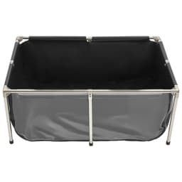 image-VEVOR Canvas Fish Pond, 126.8 Gal Above Ground Fish Pond, PVC Koi Tank with Clear Viewing Panel, Rectangular Goldfish Tank with Stainless Steel Frame & Drain Valve, for Breeding Koi, Irrigation(Black)