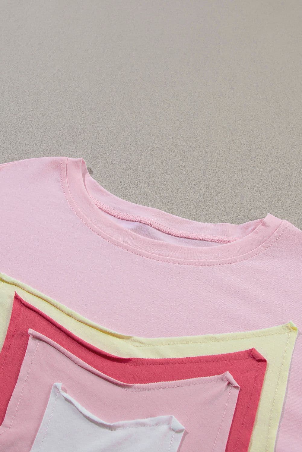 image-Moonlight Jade Colorblock Star Patched Half Sleeve Tee