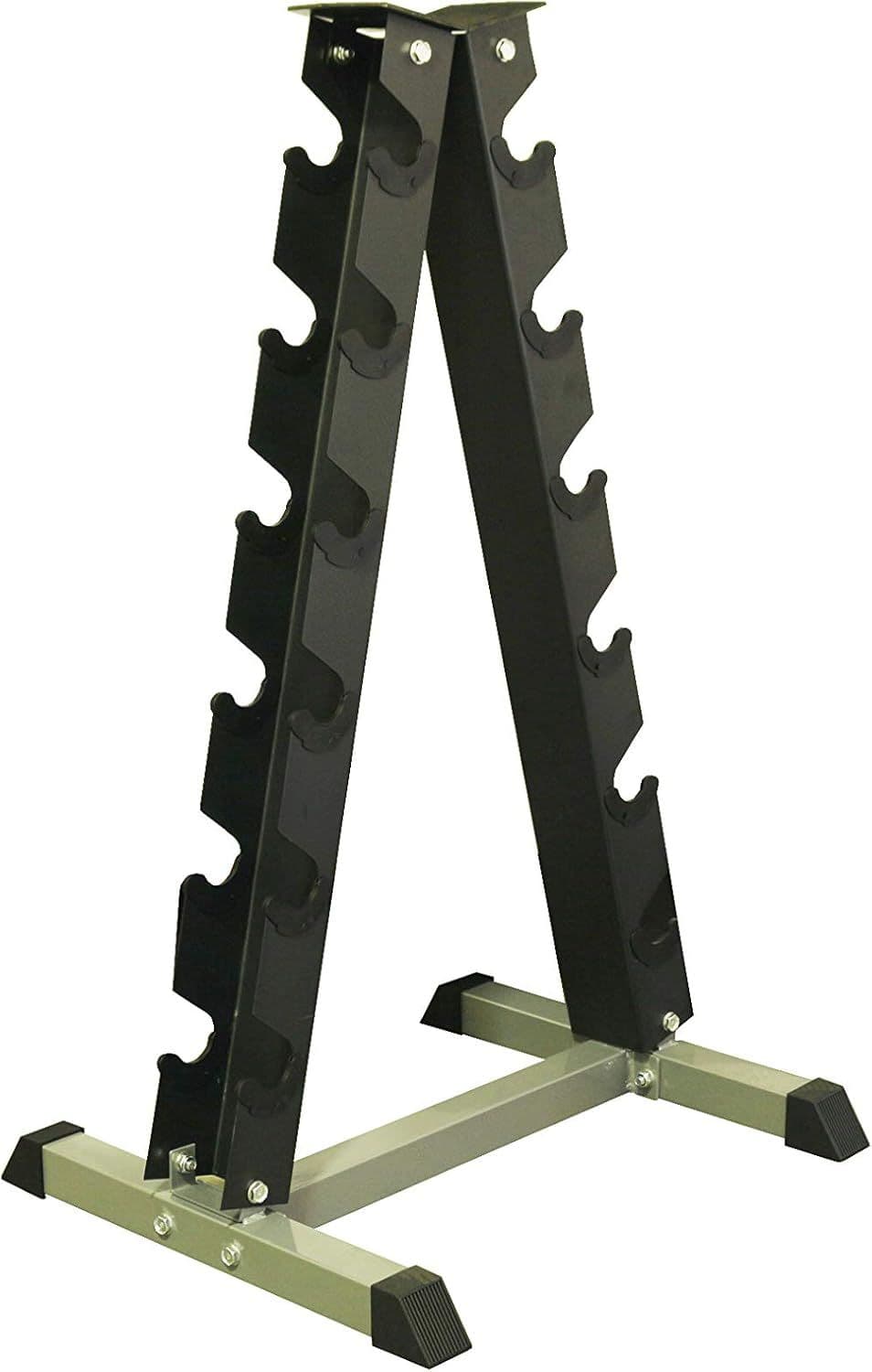 image-A-Frame Dumbbell Rack Stand - Solid Space-Saving Design for Up to 6 Pairs