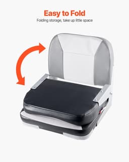 image-VEVOR Boat Seat, Low Backrest, Folding Fishing Boat Seat with Thickened Sponge Cushion & Waterproof PVC Leather, Aluminum Alloy Hinges, Flip Up Boat Seat for Fishing Boats, Yachts, Ships, Black & Grey