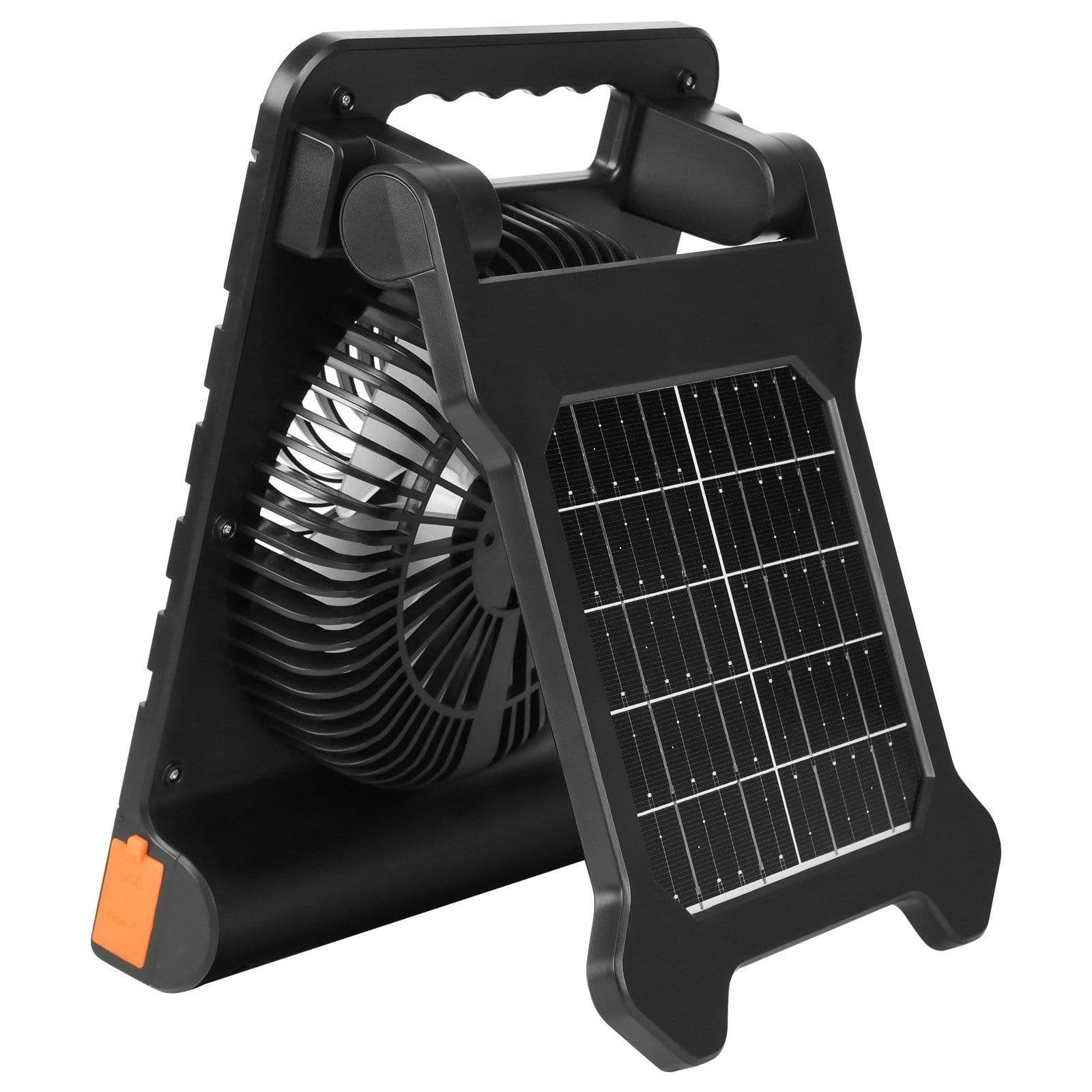 image-VEVOR 10000mAh Rechargeable Solar Fan with LED Lantern, 7 inch Portable Fan Cordless with 4W Foldable Solar Panel, 4-Speed& Timer& Quiet,USB Battery Powered for Camping Tent Worksite Office Desk