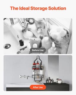 image-VEVOR Shower Caddy, 3-Tier Hanging Bathroom Shower Storage Organization Shelves Rack Set, with Soap Holder and Hooks for Towels, Sponge, 40 lbs Large Weight Capacity, Fits Shower Head, Matte Black