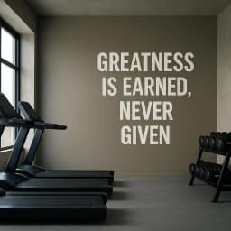 image-Gym Quote Wall Decal | Greatness Is Earned Never Given | Motivational Fitness Wall Sticker | Workout Room Decor | Home Gym Vinyl Sign