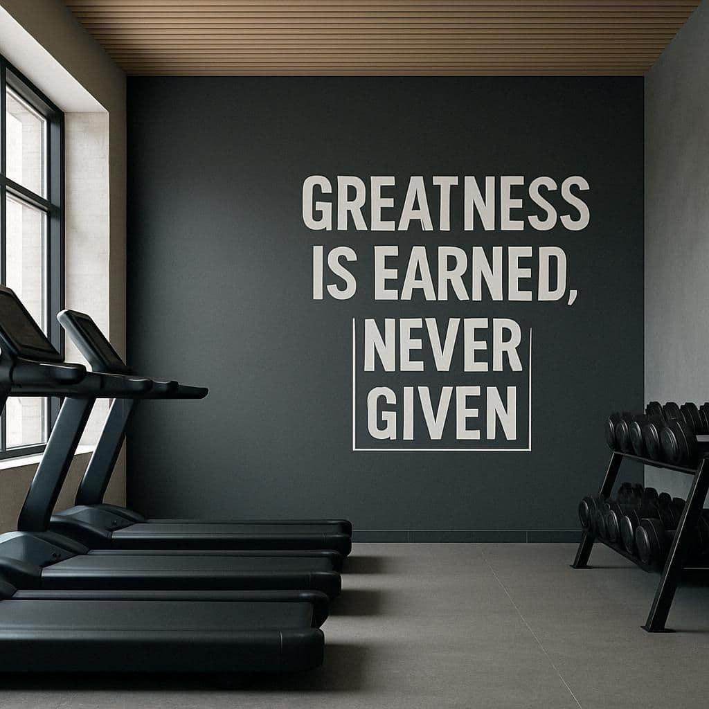 image-Gym Quote Wall Decal | Greatness Is Earned Never Given | Motivational Fitness Wall Sticker | Workout Room Decor | Home Gym Vinyl Sign