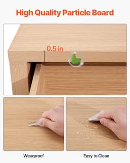 image-VEVOR 6 Fluted Drawer Dresser, Wooden Chest of Drawers with Sliding & Anti-tip Device, Modern Minimalist Dresser Chest, Closet Storage Organizer for Living Room, Hallway, Entryway, Light Wood