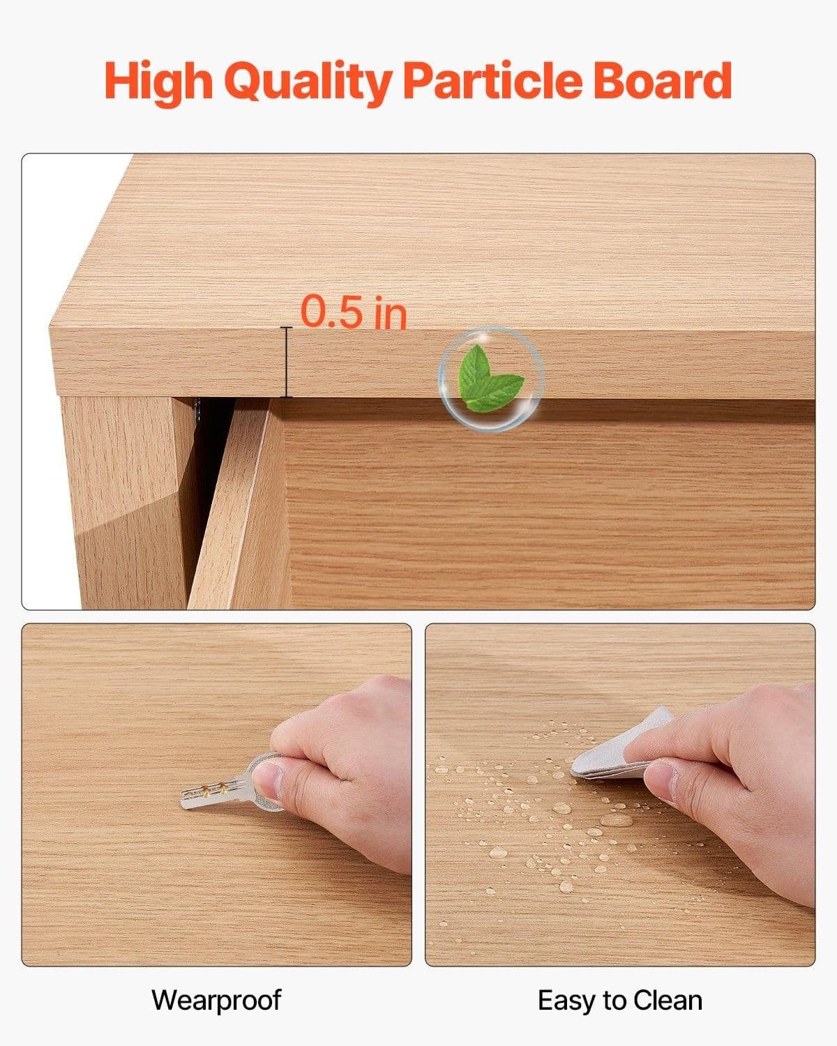 image-VEVOR 6 Fluted Drawer Dresser, Wooden Chest of Drawers with Sliding & Anti-tip Device, Modern Minimalist Dresser Chest, Closet Storage Organizer for Living Room, Hallway, Entryway, Light Wood