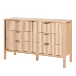 image-VEVOR 6 Fluted Drawer Dresser, Wooden Chest of Drawers with Sliding & Anti-tip Device, Modern Minimalist Dresser Chest, Closet Storage Organizer for Living Room, Hallway, Entryway, Light Wood