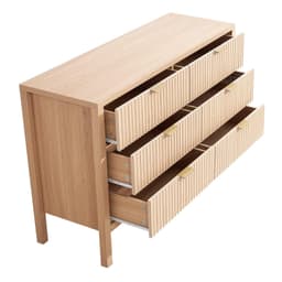 image-VEVOR 6 Fluted Drawer Dresser, Wooden Chest of Drawers with Sliding & Anti-tip Device, Modern Minimalist Dresser Chest, Closet Storage Organizer for Living Room, Hallway, Entryway, Light Wood