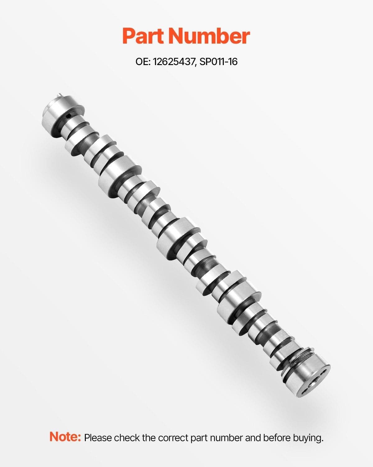 image-VEVOR Engine Camshaft, 12625437 SP011-16 Cam Replacement, Compatible with Norris trucks from 1999-2013 GM Gen3/4, LS Truck Engine 4.8L, 5.3L, 6.0L, and 6.2L