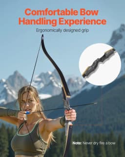 image-VEVOR Recurve Bow and Arrows Kit, 60 inch Wooden Takedown Bows, Right Handed Ergonomic Archery Recurve Bow Package, Longbow for Outdoor Target Training Practice Hunting, Beginners to Advanced, 50 lbs