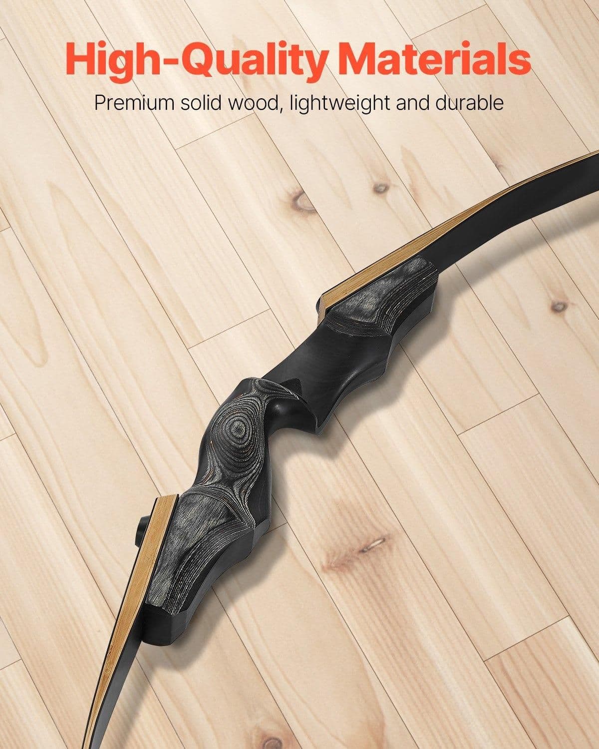 image-VEVOR Recurve Bow and Arrows Kit, 60 inch Wooden Takedown Bows, Right Handed Ergonomic Archery Recurve Bow Package, Longbow for Outdoor Target Training Practice Hunting, Beginners to Advanced, 50 lbs