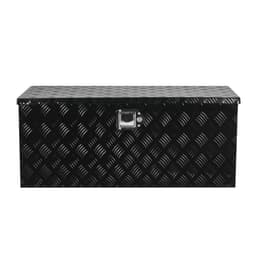 image-VEVOR Heavy Duty Aluminum Truck Bed Tool Box, Stripes Plated Tool Box with Sliding Shelf, Side Handle, Lock & Keys, Storage Toolbox Chest for Trailer, Pickup, Truck Bed, RV, 35.4"x14.6"x14.6", Black