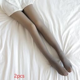 image-Translucent Fleece-Lined Plus Size Leggings - Warm Winter Tights Black, Coffee, Gray