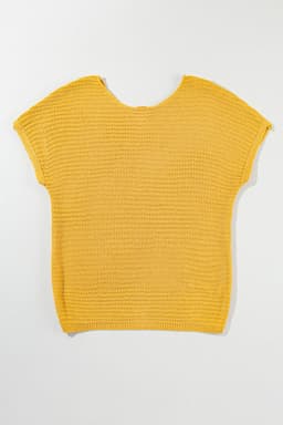 image-Pink Solid Loose Knit Short Dolman Sleeve Sweater