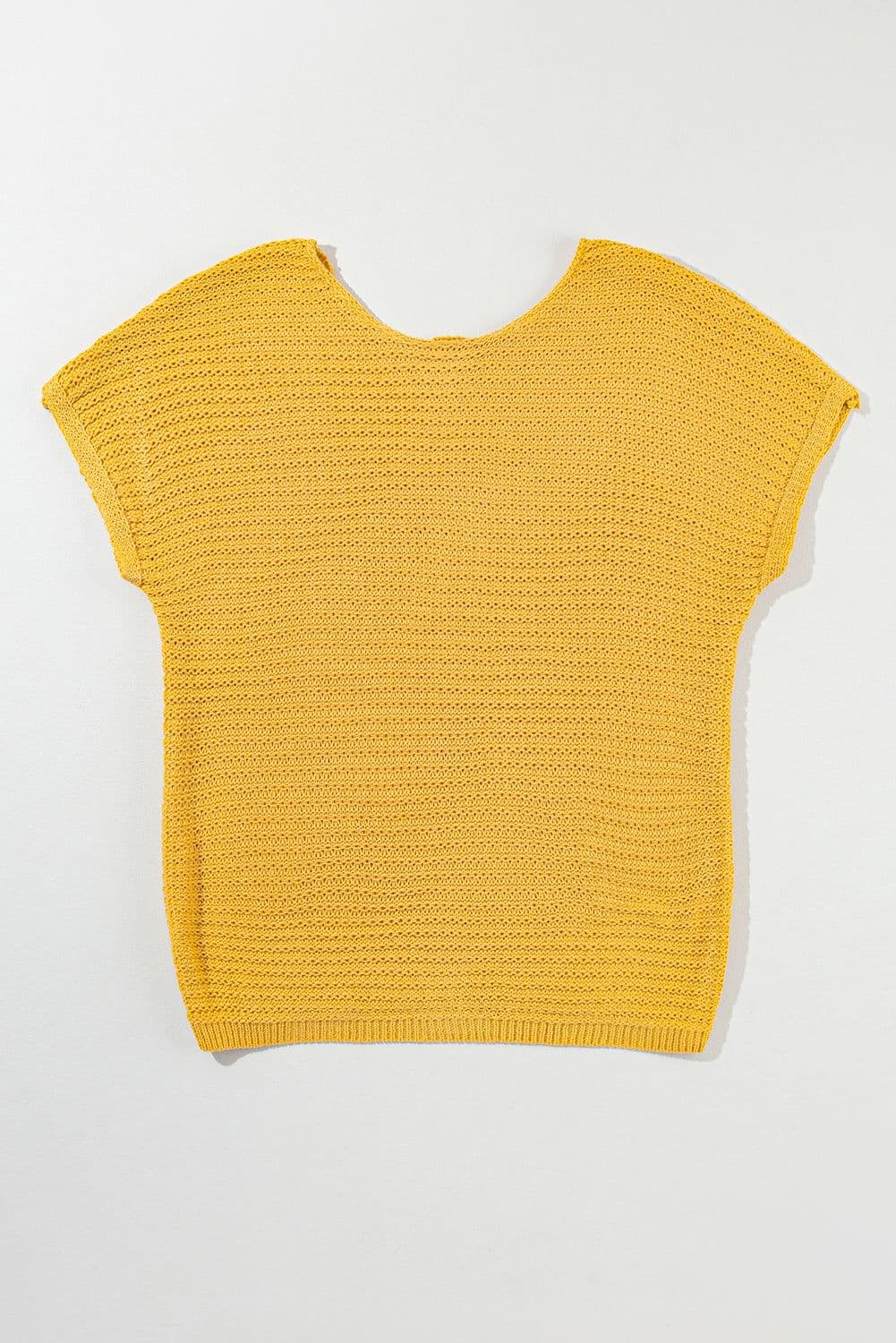 image-Pink Solid Loose Knit Short Dolman Sleeve Sweater