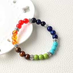 image-Natural Stone Colorful Chakra Energy Yoga Bracelet