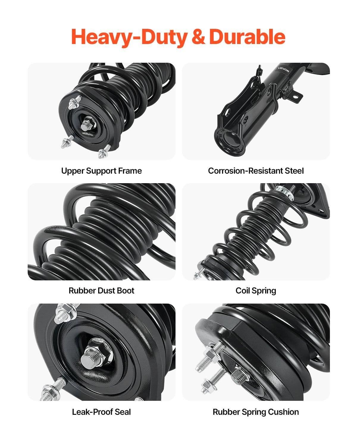 image-VEVOR Rear Shock Absorber Strut Assembly, 2Pcs Shock and Strut Assembly with Stabilizer Bar & Coil Spring, Compatible with 2007-2011 Toyota Camry and 2008-2012 Toyota Avalon Models, OE 172401