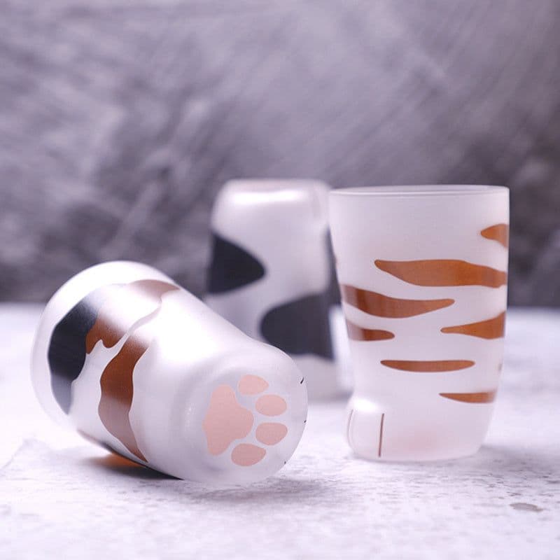 image-Creative Cute Cat Paws Glass Tiger Paws Mug Office Coffee Mug Tumbler Personality Breakfast Milk Porcelain Cup Gift